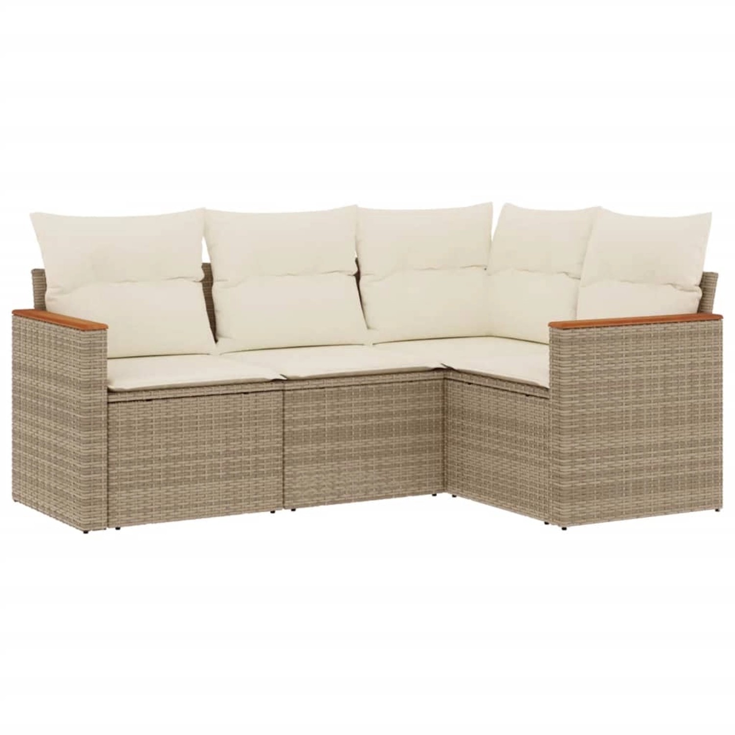 vidaXL 4-Tlg Garten-Sofagarnitur mit Kissen Beige Poly Rattan 3225932 günstig online kaufen