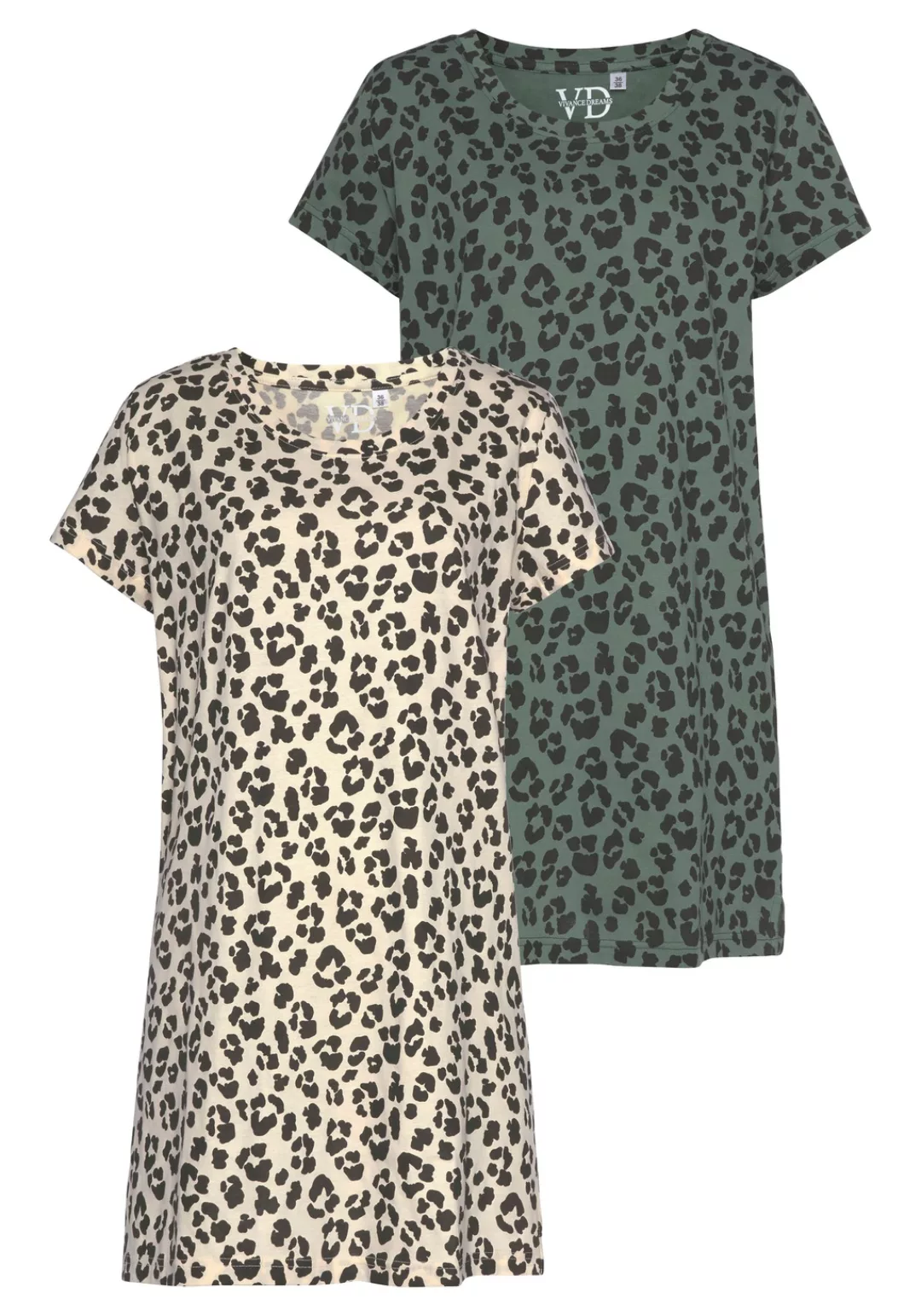 Vivance Dreams Sleepshirt, (2er-Pack), mit Leo-Muster günstig online kaufen