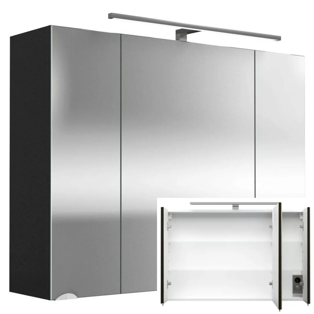 Spiegelschrank 90cm anthrazit RIMAO-100 mit LED-Beleuchtung, B/H/T ca. 90/6 günstig online kaufen