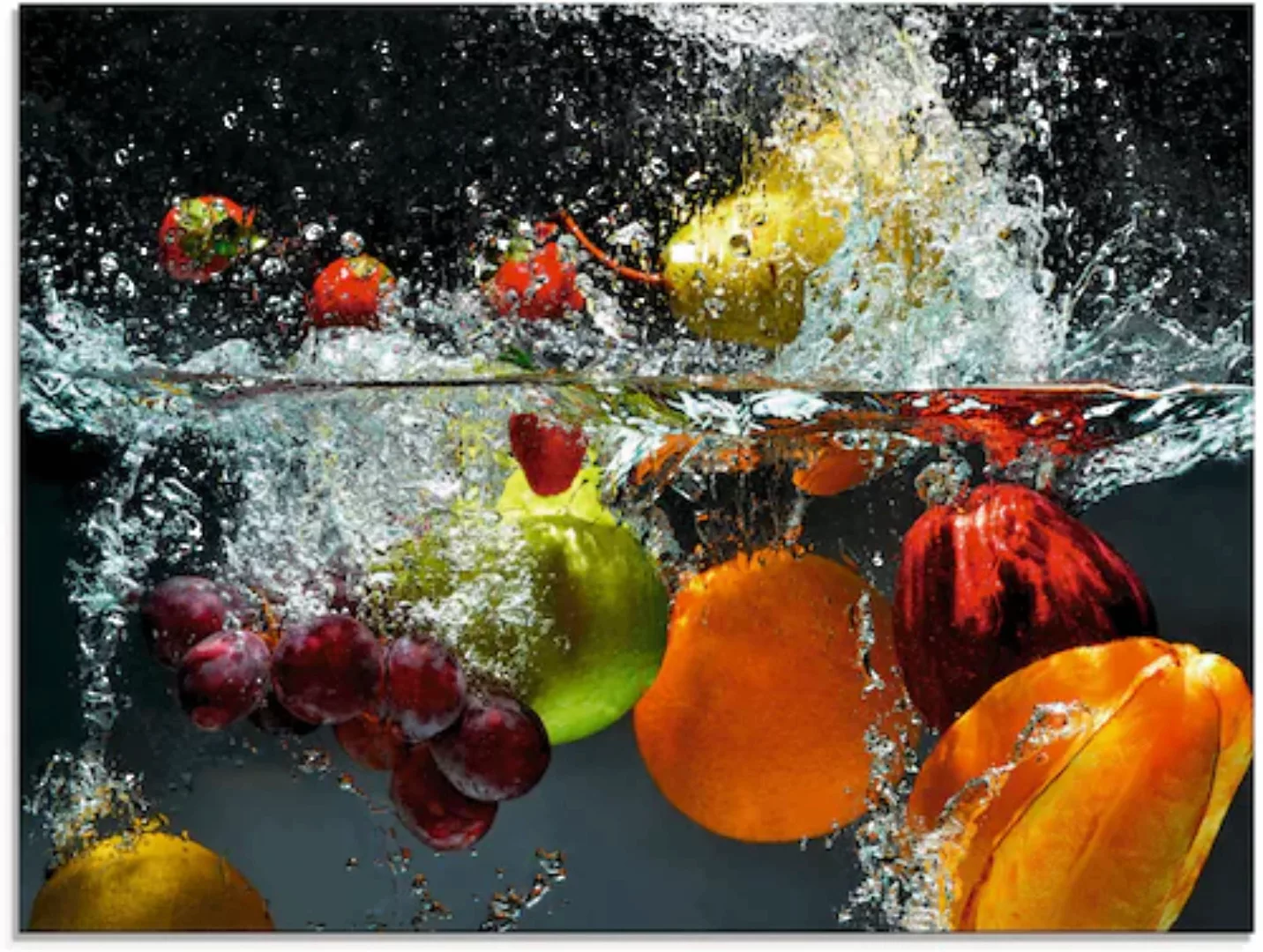 Artland Glasbild »Spritzendes Obst auf dem Wasser«, Lebensmittel, (1 St.), günstig online kaufen