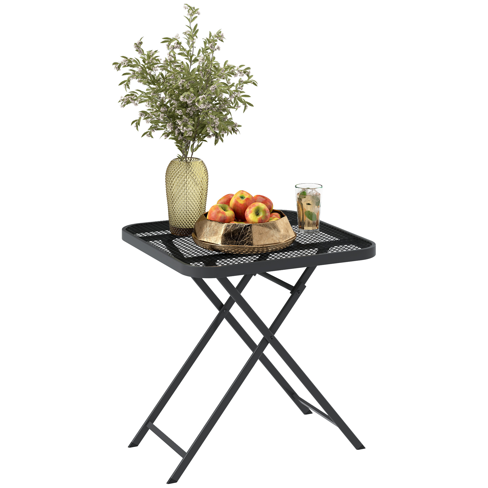Outsunny Gartentisch klappbar 70 x70 cm, Wetterfest Balkontisch Stahl Klapp günstig online kaufen