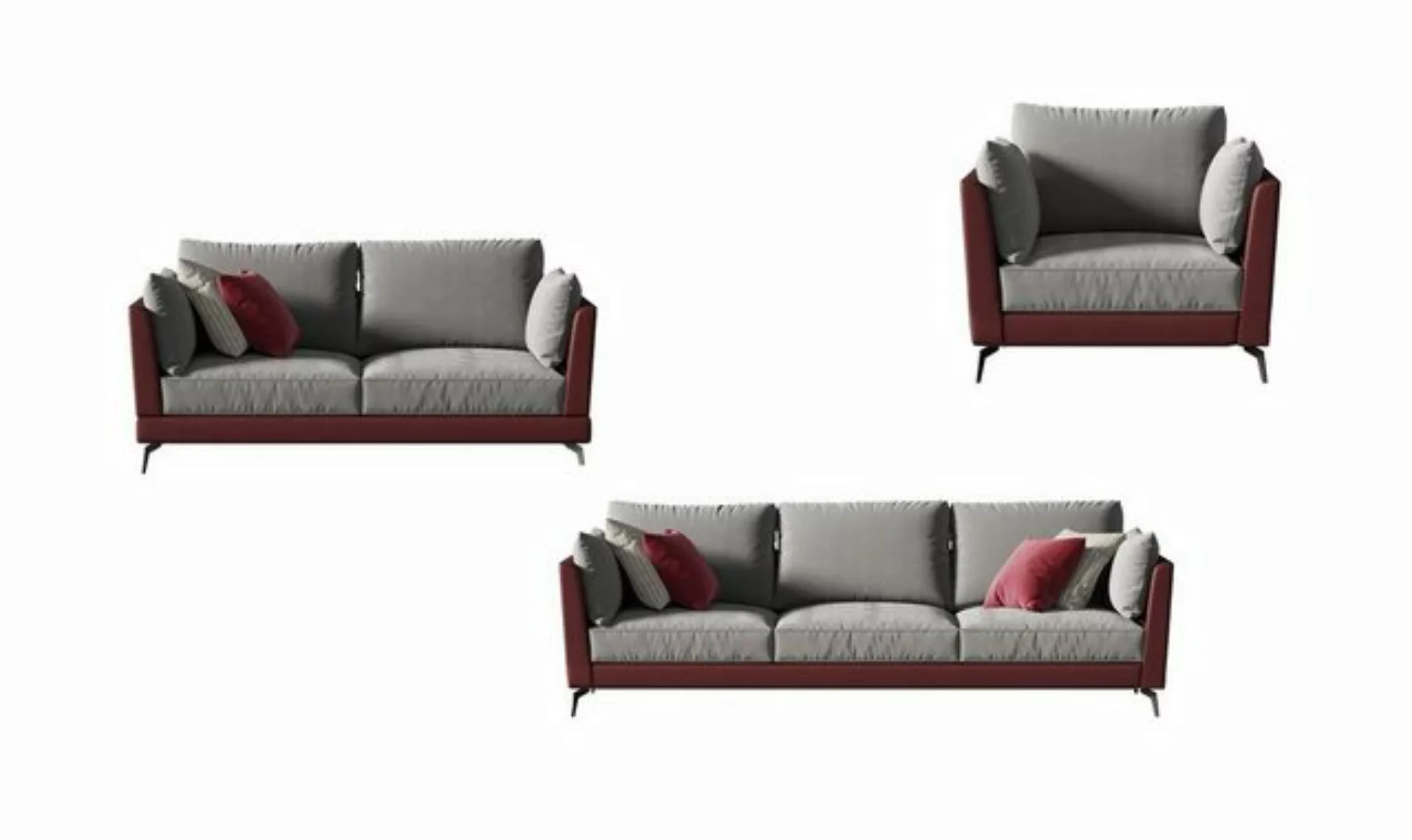 JVmoebel Sofa Graue Sofagarnitur 3+2+1 Sitzer Stoff Textil Wohnlandschaft S günstig online kaufen