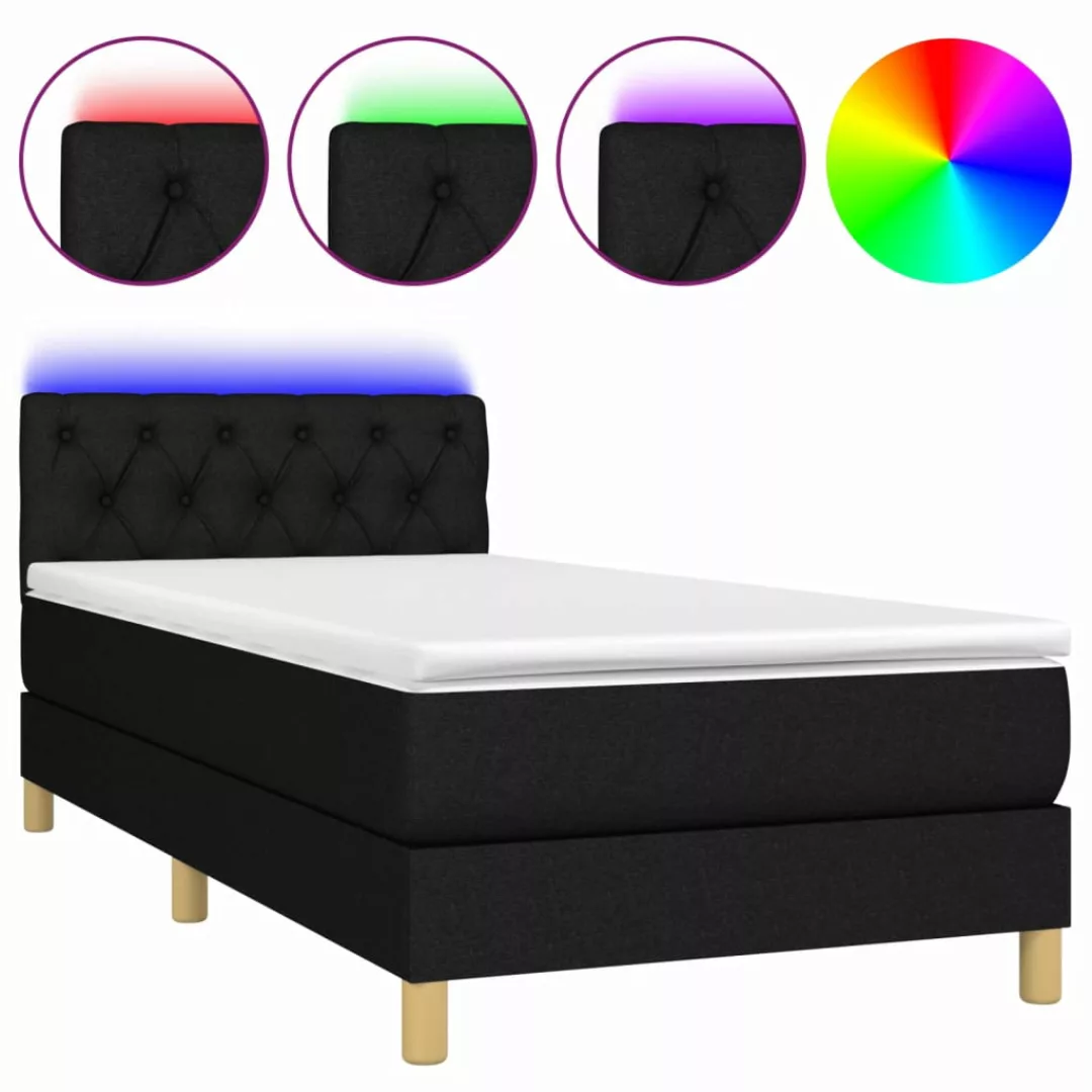 Vidaxl Boxspringbett Mit Matratze & Led Schwarz 80x200 Cm Stoff günstig online kaufen