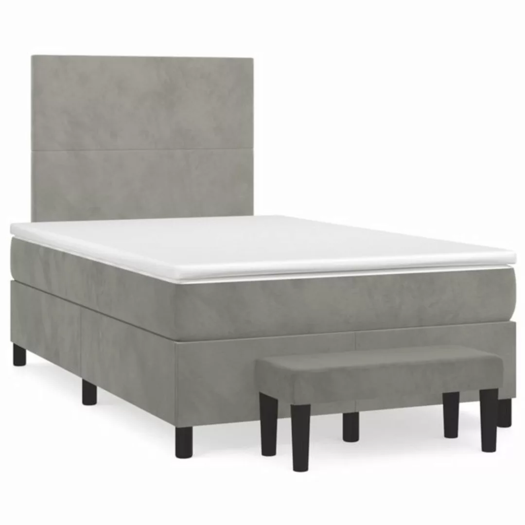 furnicato Bett Boxspringbett mit Matratze Hellgrau 120x200 cm Samt günstig online kaufen