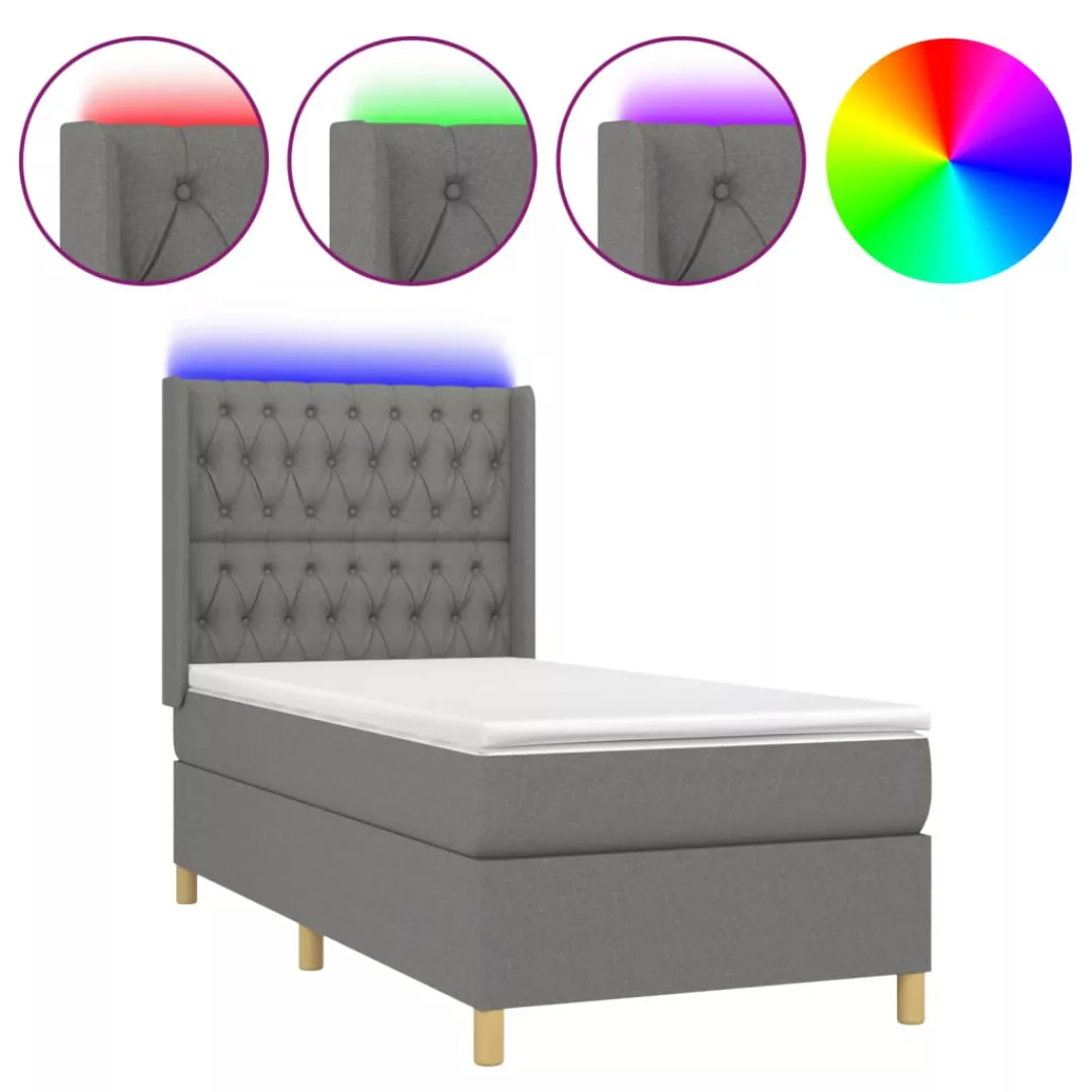Vidaxl Boxspringbett Mit Matratze & Led Dunkelgrau 100x200 Cm Stoff günstig online kaufen