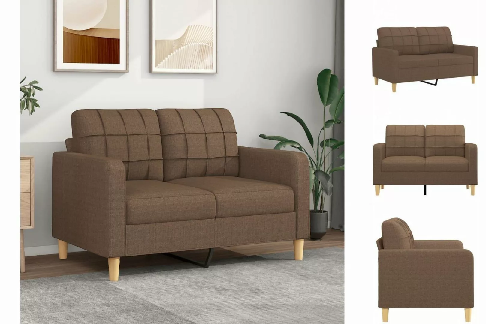 vidaXL Sofa 2-Sitzer Sofa Couch Möbel Braun 120 cm Stoff günstig online kaufen