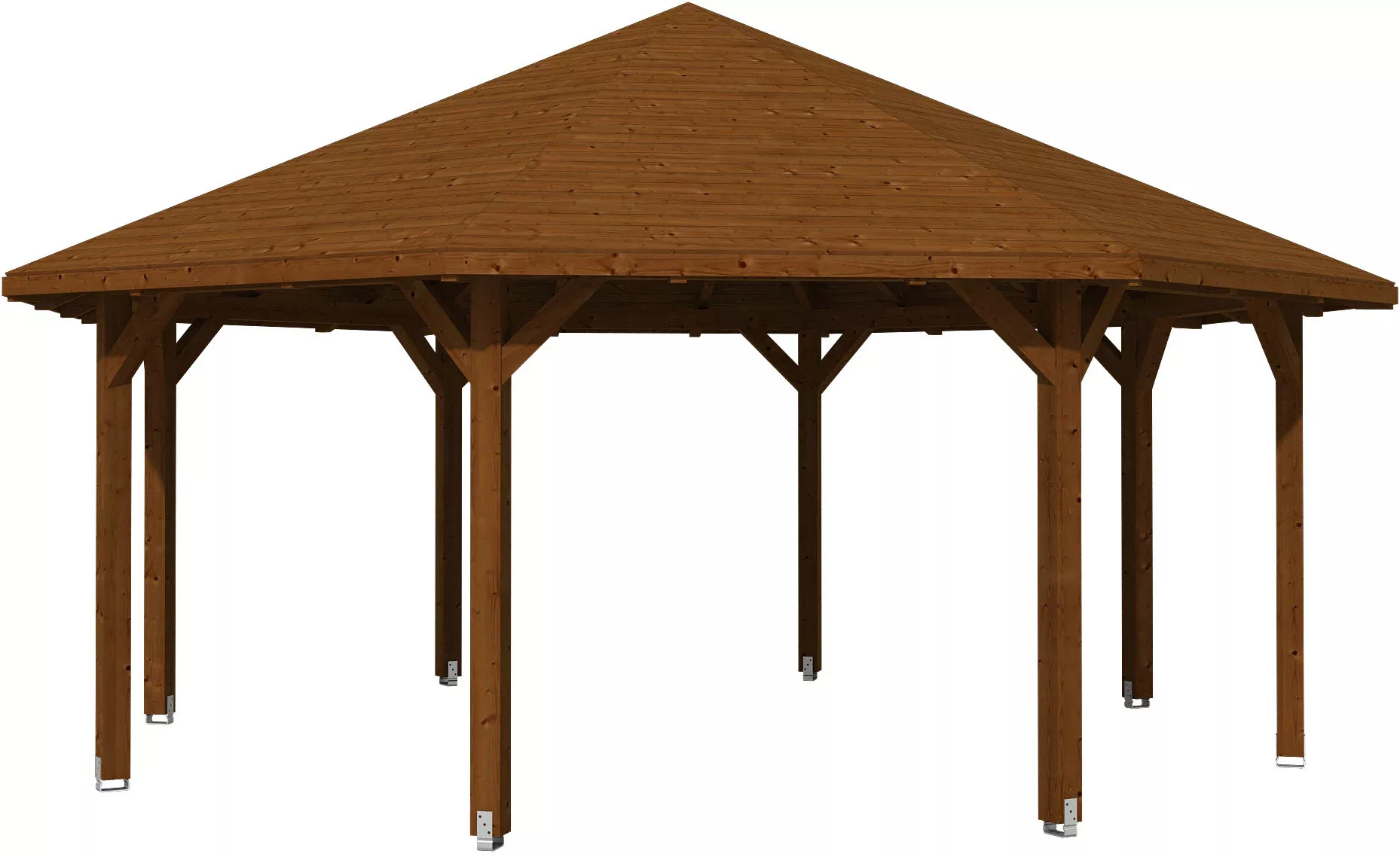 Skan Holz Pavillon Nice 4 Leimholz 630 cm x 630 cm Nussbaum günstig online kaufen