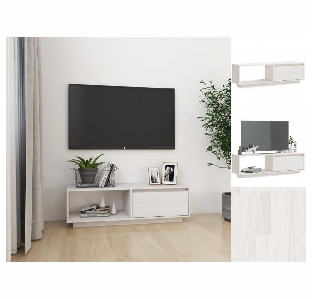 vidaXL TV-Schrank TV-Schrank Weiß 110x30x33,5 cm Massivholz Kiefer Lowboard günstig online kaufen