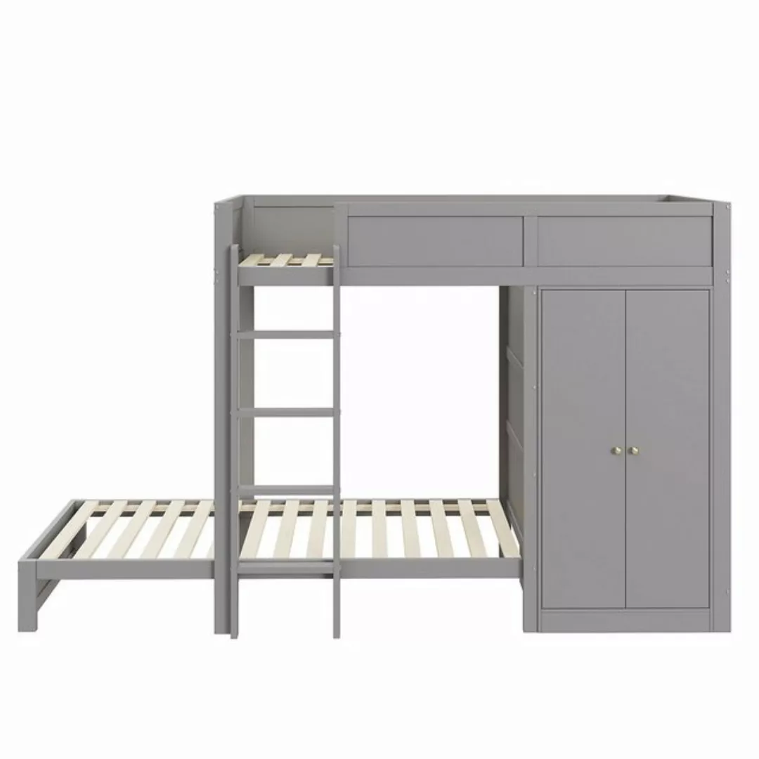 Gotagee Kinderbett Etagenbett 90x200cm Einzelbett mit Kleiderschrank Jugend günstig online kaufen