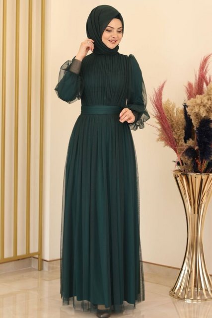 Modavitrini Abendkleid Abiye Damenkleid Grün Hijab Kleid Langärmliges Maxik günstig online kaufen