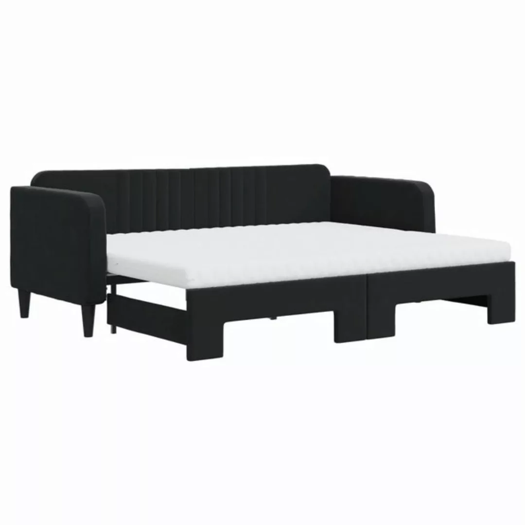 vidaXL Bett Tagesbett Ausziehbar mit Matratzen Schwarz 80x200 cm Samt günstig online kaufen