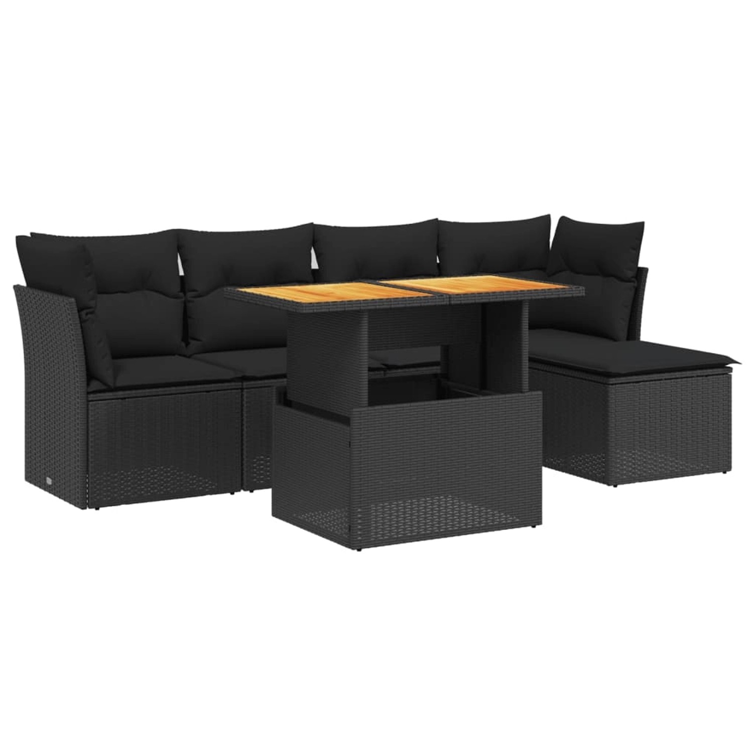 vidaXL 6-Tlg Garten-Sofagarnitur mit Kissen Schwarz Poly Rattan 3270803 günstig online kaufen