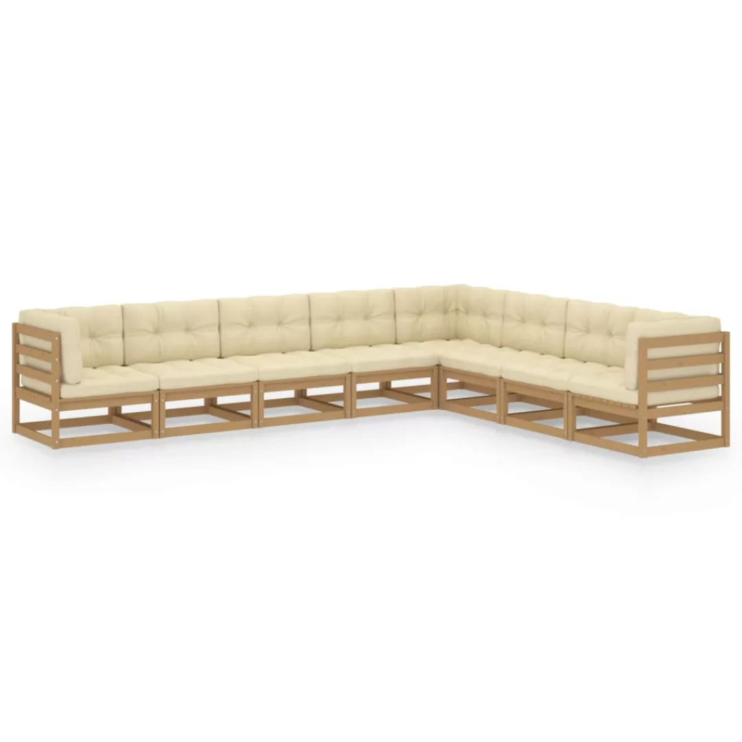 8-tlg. Garten-lounge-set Kissen Honigbraun Kiefer Massivholz günstig online kaufen