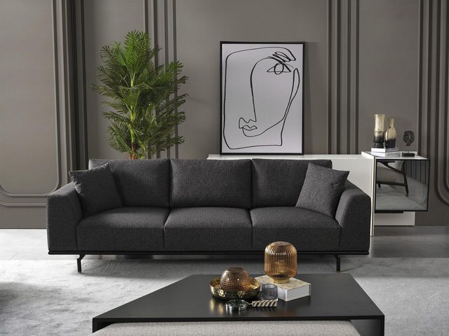 Xlmoebel Sofa Neu, modernes graues Stoff-Polyester-Sofa mit Platz für vier günstig online kaufen