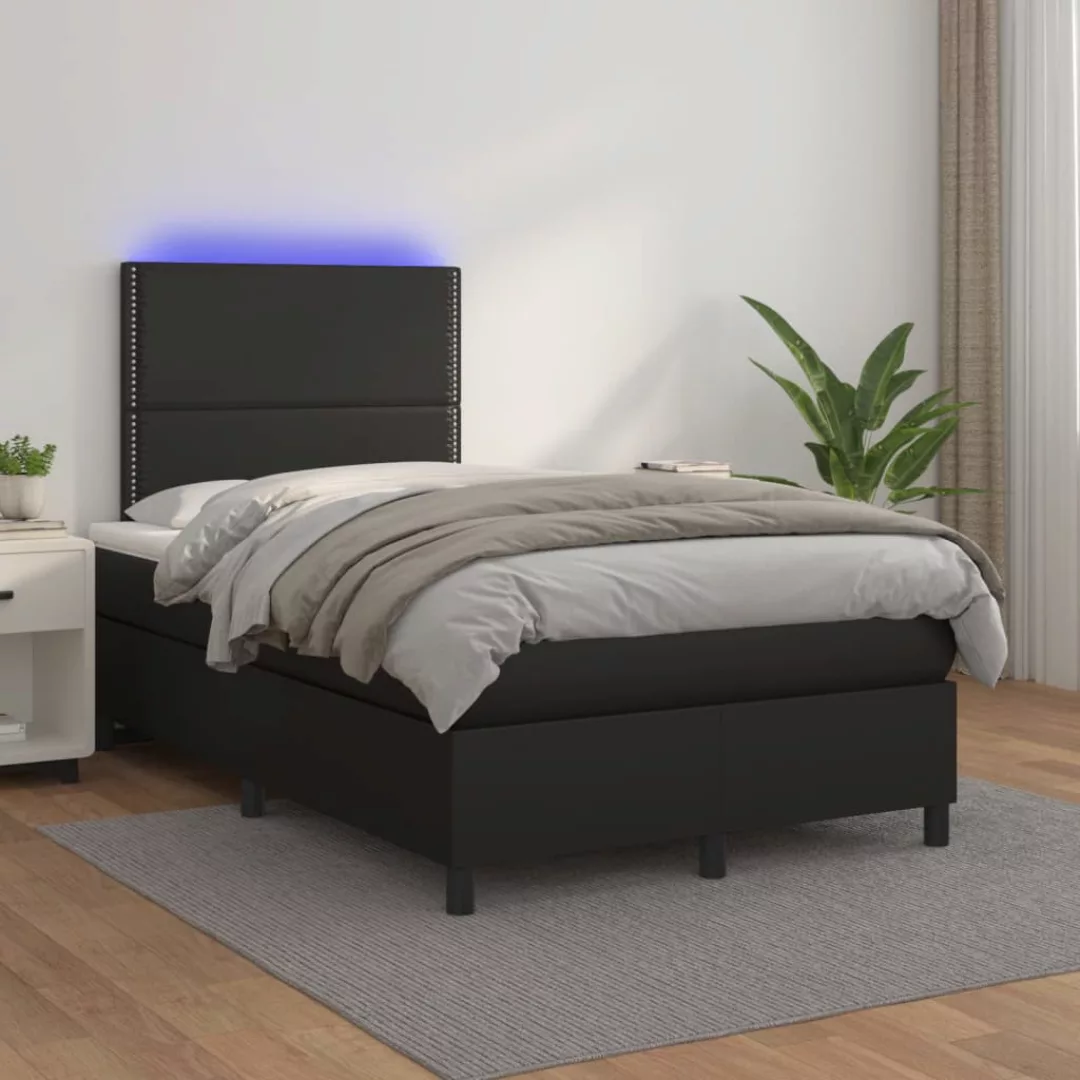 Vidaxl Boxspringbett Mit Matratze & Led Schwarz 120x200 Cm Kunstleder günstig online kaufen