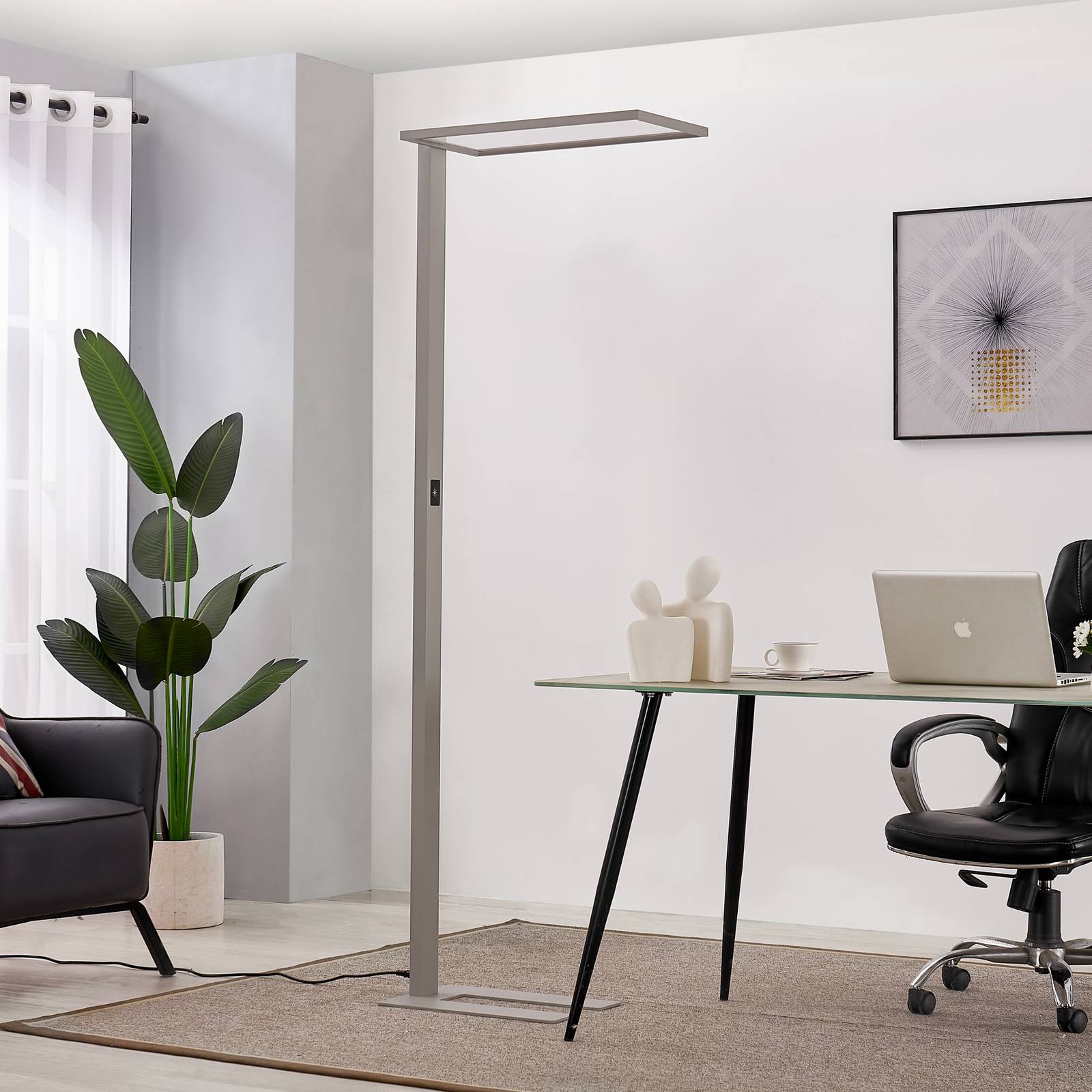 Prios Taronis LED-Büro-Stehlampe, Dimmer, silber günstig online kaufen
