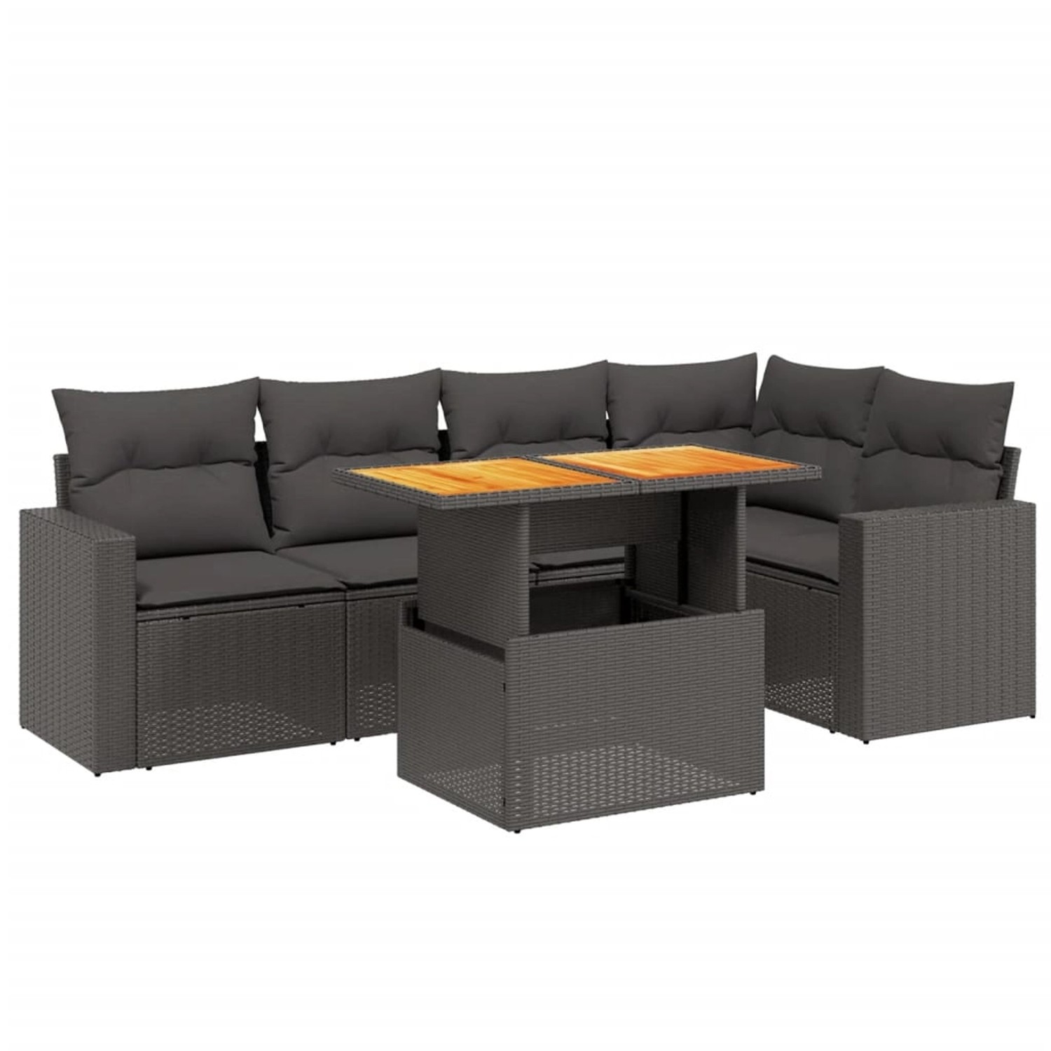 vidaXL 6-Tlg Garten-Sofagarnitur mit Kissen Schwarz Poly Rattan 3271300 günstig online kaufen