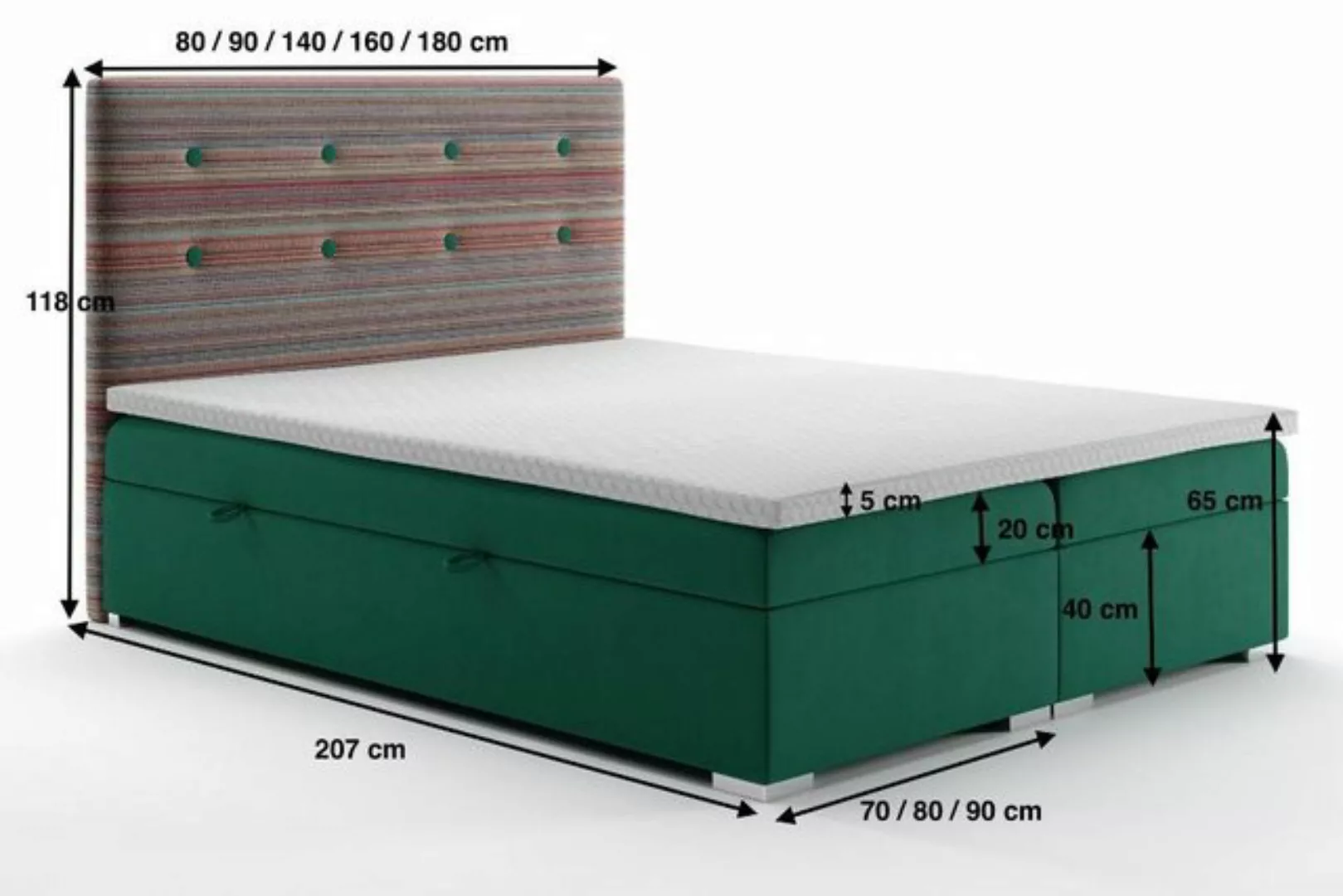 JVmoebel Bett Bett Kasten Funktion Boxspring Hotel Doppel Komplett Topper M günstig online kaufen