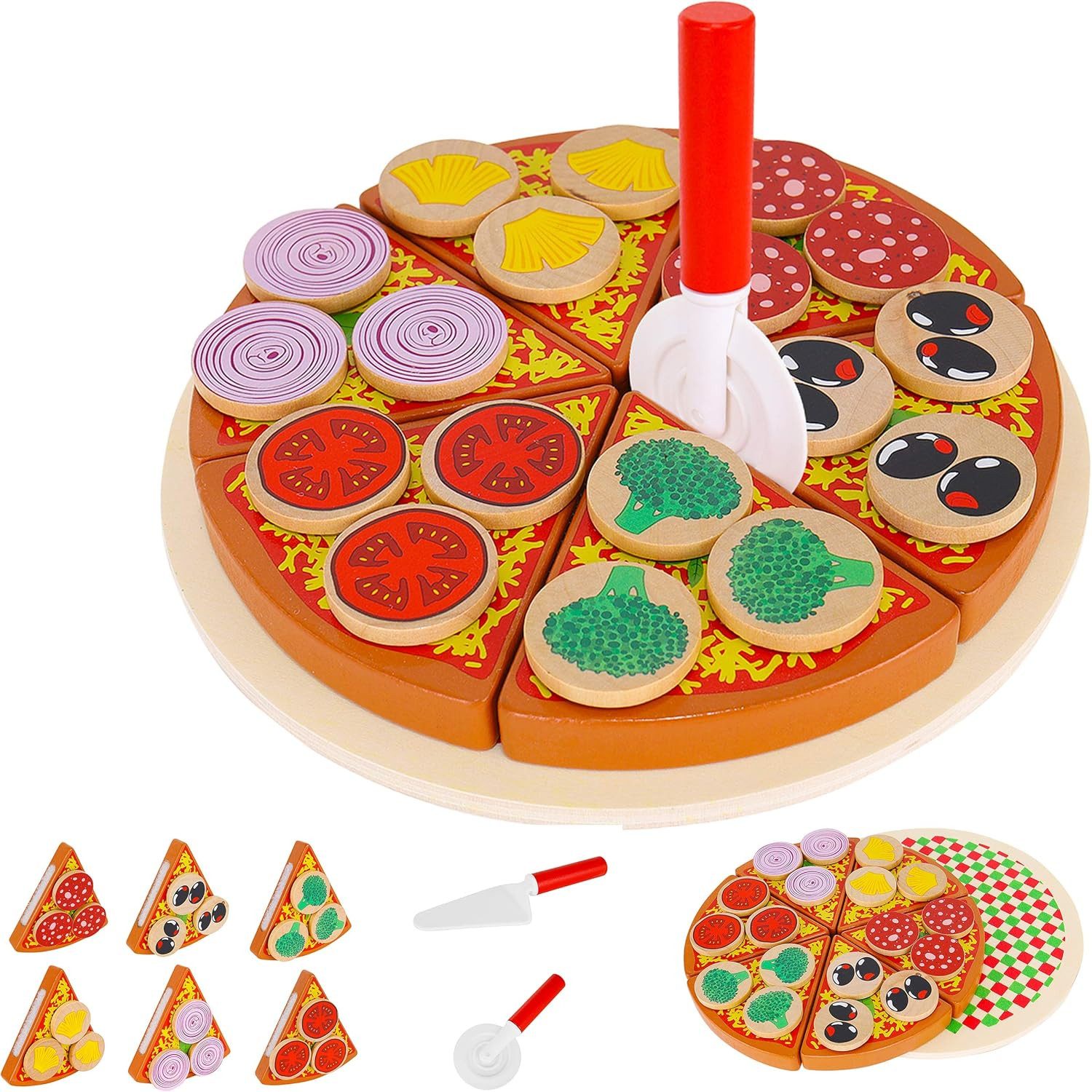 KRUZZEL Spielküche Pizza-Set aus Holz für günstig online kaufen