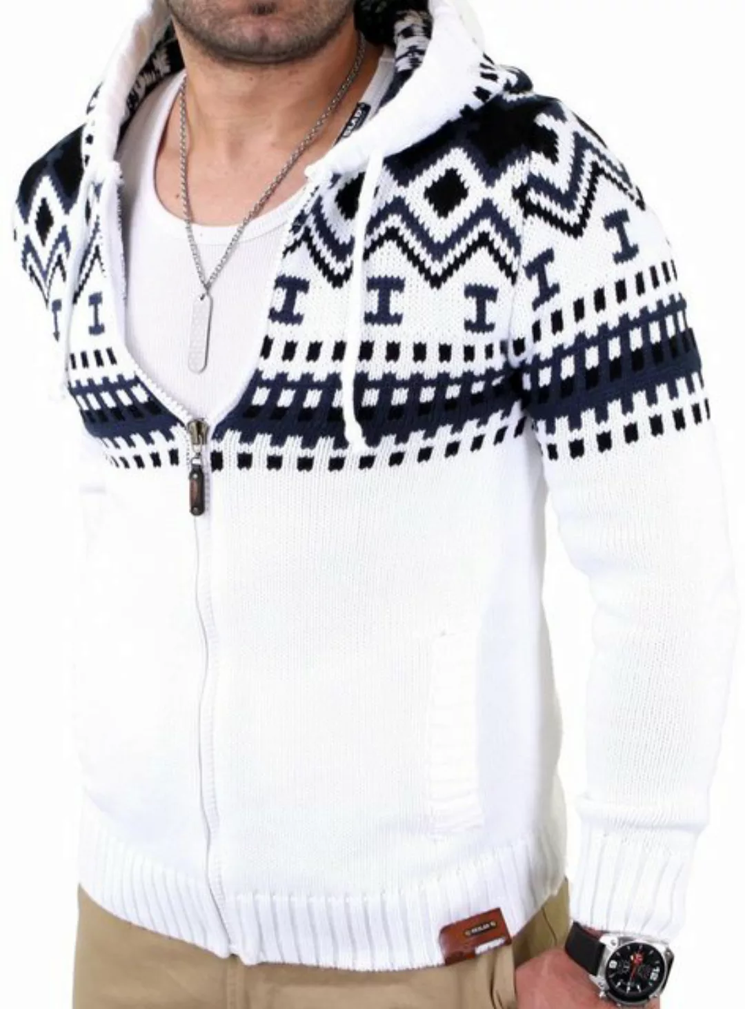 Reslad Strickpullover Reslad Herren Grobstrick Norweger Winter Strickjacke günstig online kaufen