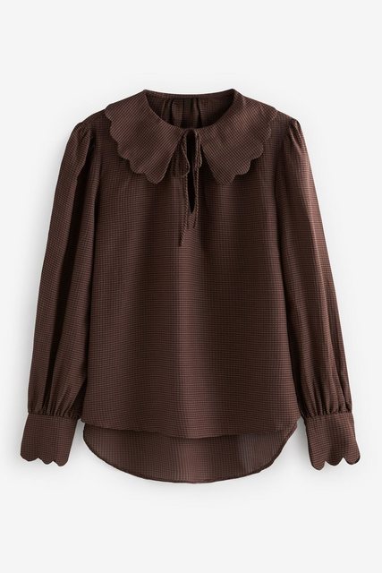 Next Langarmbluse Langärmlige Bluse mit Muschelkragen (1-tlg) günstig online kaufen