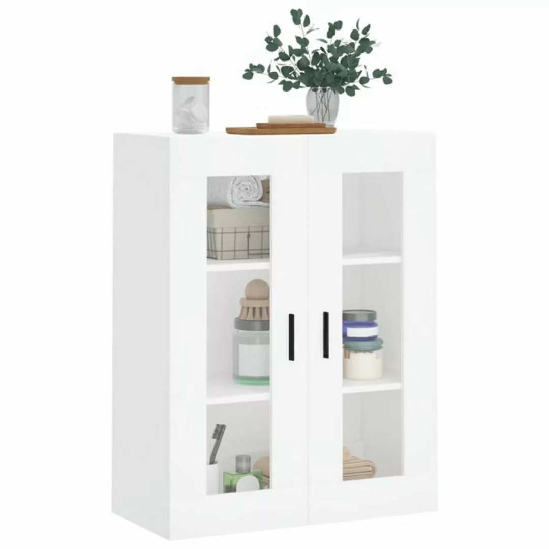 vidaXL Hängeschrank Wandschrank Weiß 69,5x34x90 cm Glas Vitrine Hängeschran günstig online kaufen