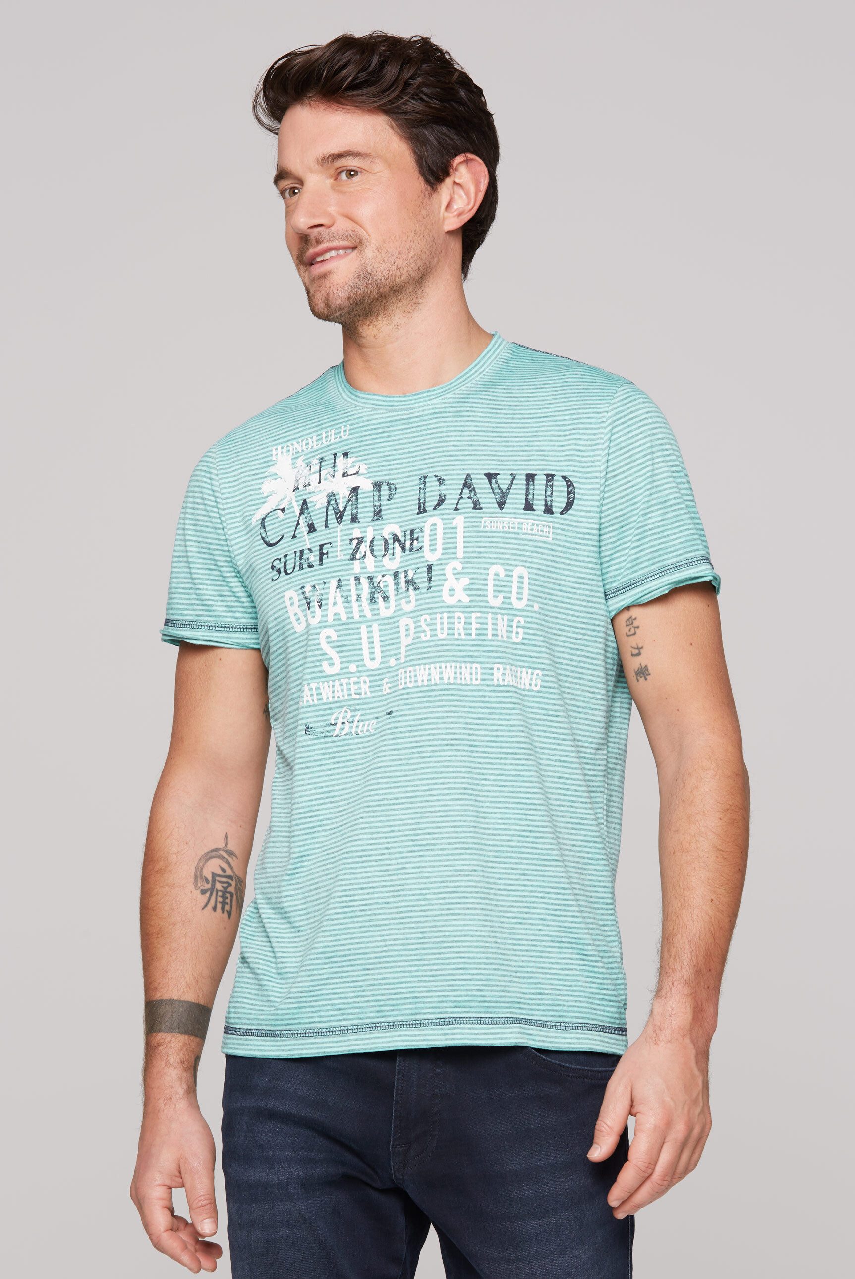 CAMP DAVID Rundhalsshirt, mit Ausbrenner-Effekten günstig online kaufen