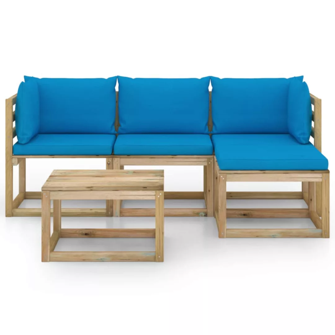 5-tlg. Garten-lounge-set Mit Hellblauen Kissen günstig online kaufen