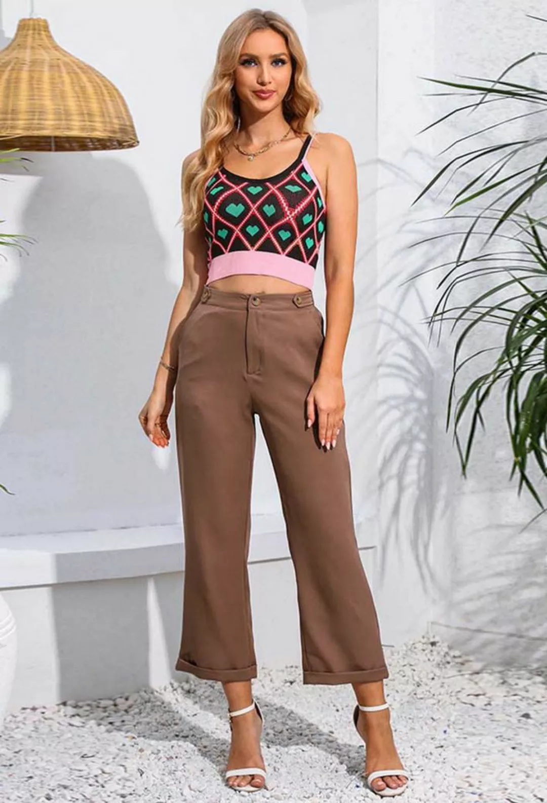 SEGUEN Loungepants Pendler-Stil Mode mit hoher Taille Freizeithosen (Locker günstig online kaufen