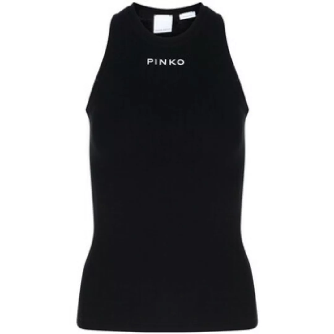 Pinko  T-Shirts & Poloshirts Tanktop schwarz gerippt mit Logo vorne günstig online kaufen