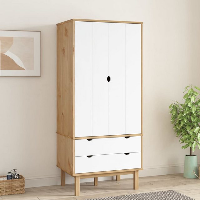 vidaXL Kleiderschrank Kleiderschrank Braun Weiß 76,5x53x172 cm Massivholz K günstig online kaufen