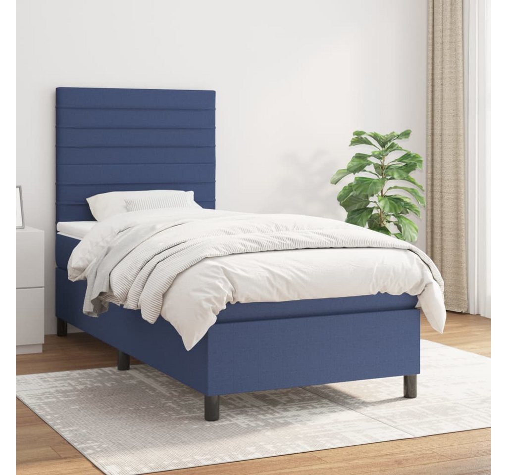 vidaXL Boxspringbett Boxspringbett mit Matratze Blau 100x200 cm Stoff Bett günstig online kaufen