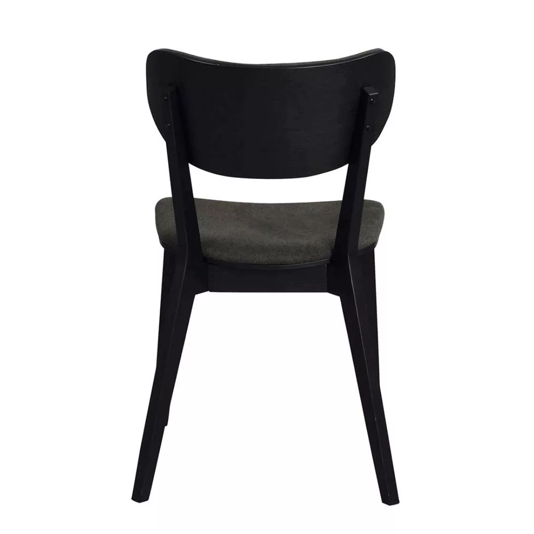 Stuhl Set in Schwarz Eiche massiv Dunkelgrau (2er Set) günstig online kaufen