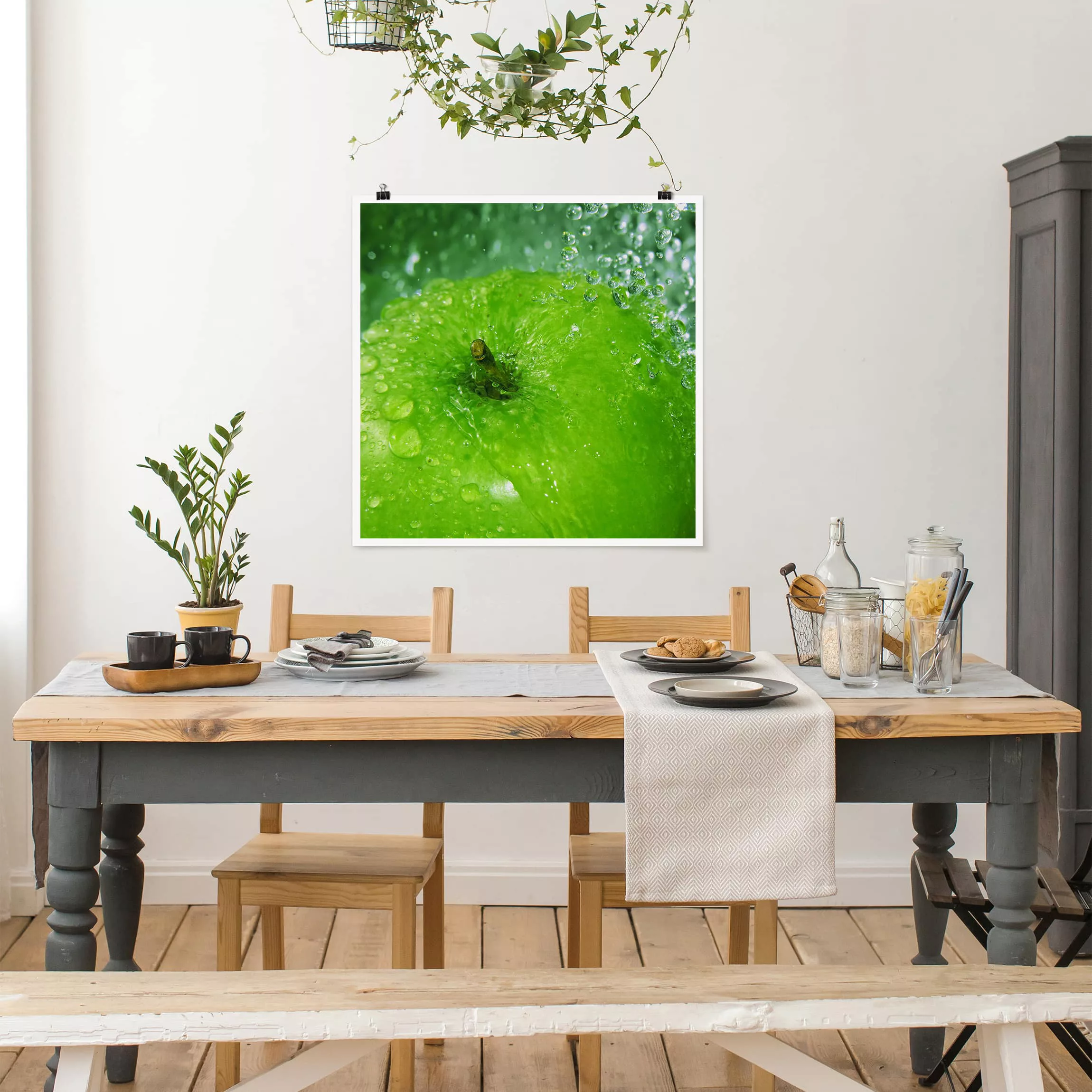 Poster Küche - Quadrat Green Apple günstig online kaufen