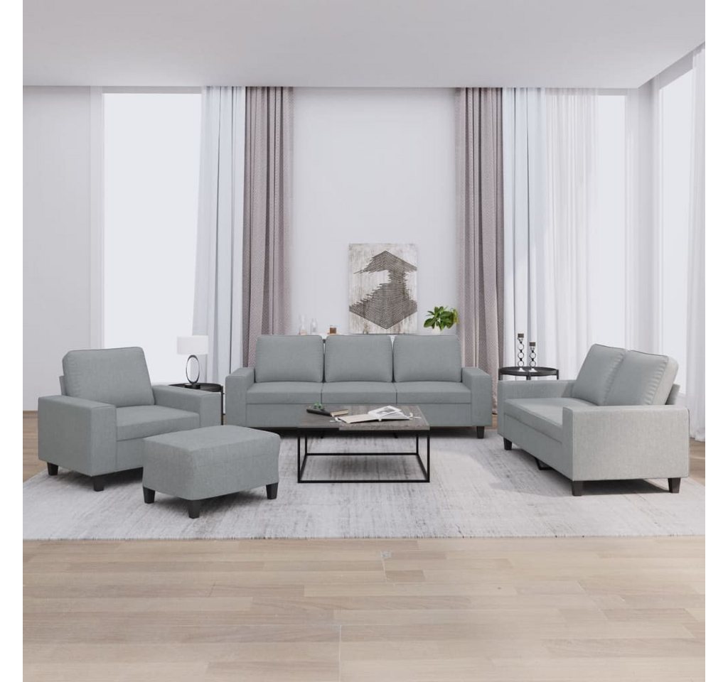 vidaXL Sofa Sofagarnitur Set mit Kissen Stoff, 4-tlg., Hellgrau günstig online kaufen