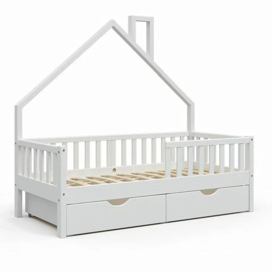 VitaliSpa® Hausbett Kinderbett Spielbett Noemi 80x160cm Weiß Schublade günstig online kaufen