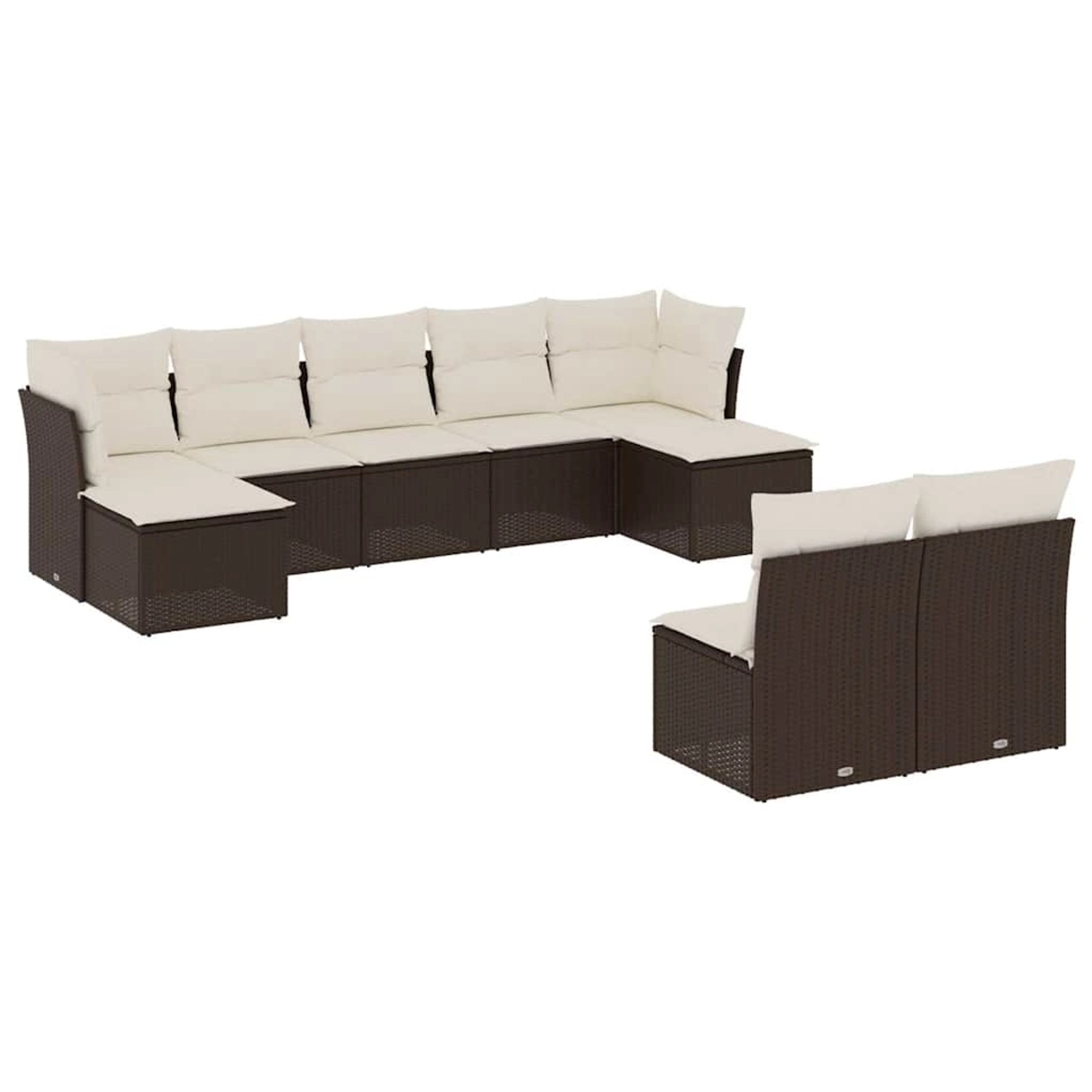 vidaXL 9-Tlg Garten-Sofagarnitur mit Kissen Braun Poly Rattan 3218273 günstig online kaufen
