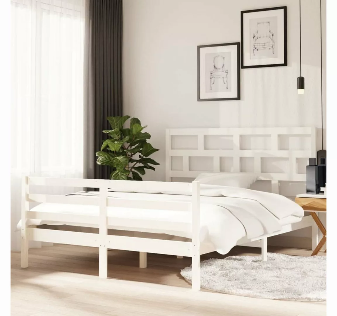 furnicato Bett Massivholzbett Weiß 150x200 cm günstig online kaufen