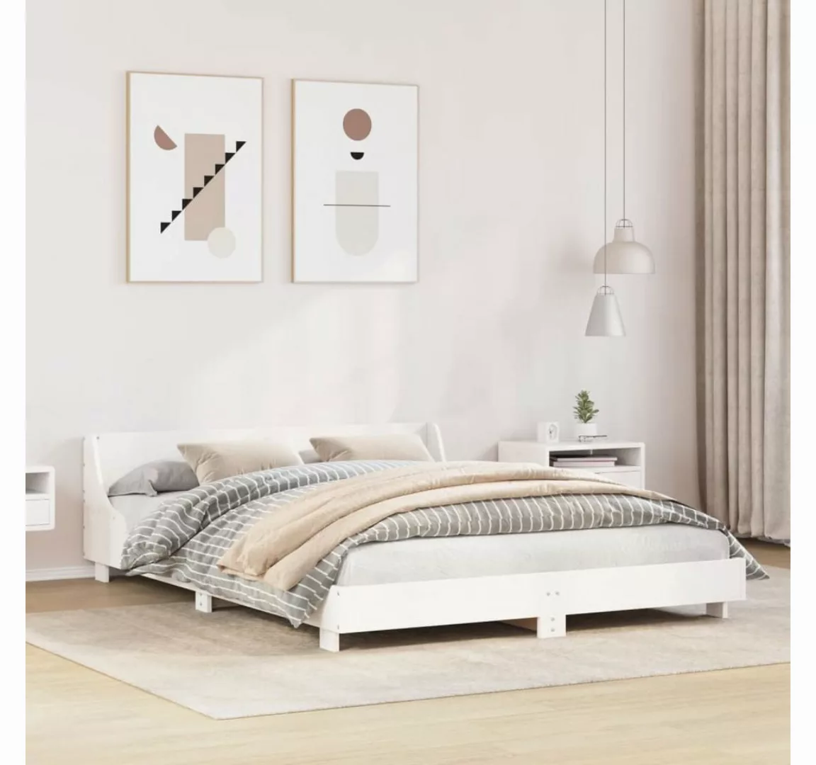 vidaXL Bett, Massivholzbett ohne Matratze Weiß 120x200 cm Kiefernholz günstig online kaufen