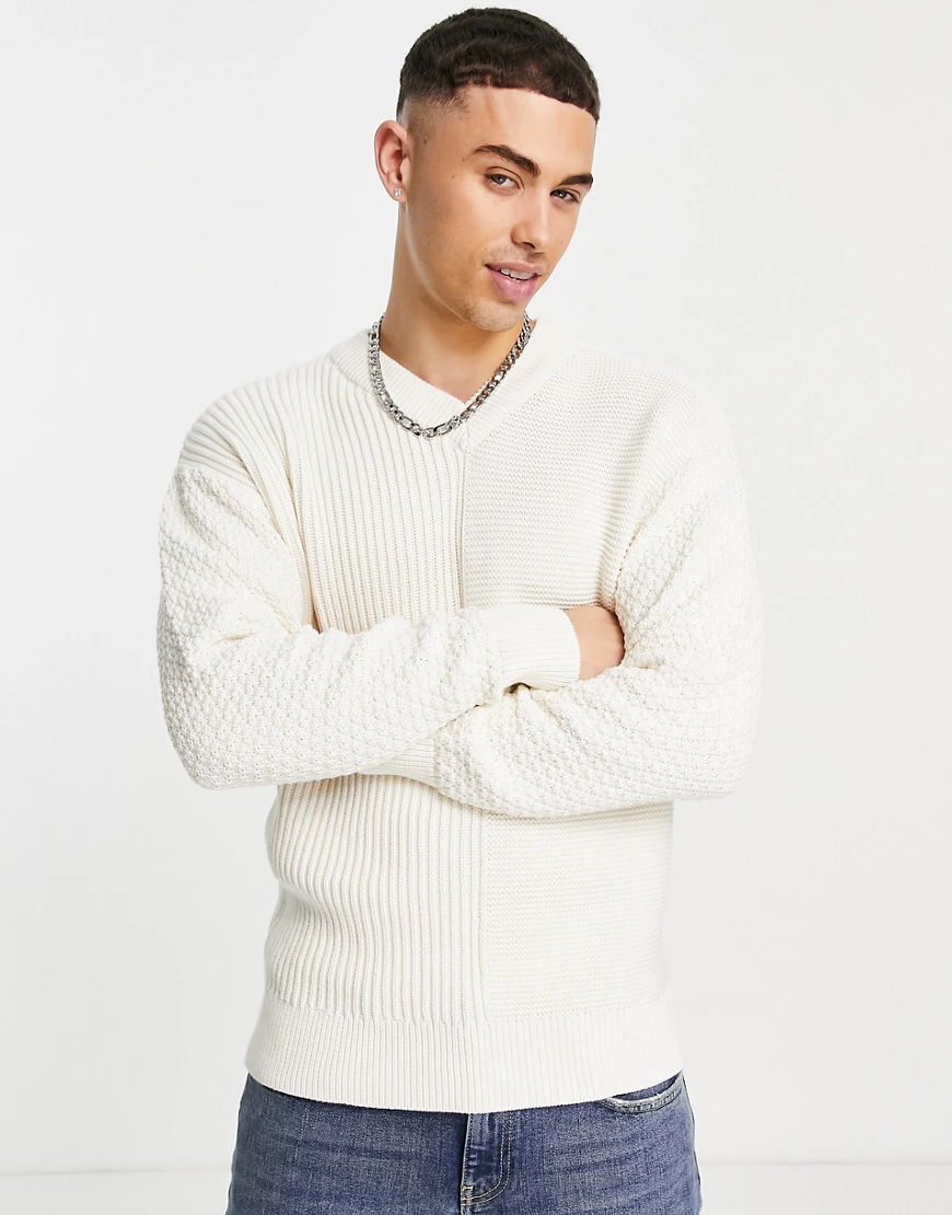 Selected Homme – Locker geschnittener Pullover aus Bio-Baumwolle in Cremewe günstig online kaufen