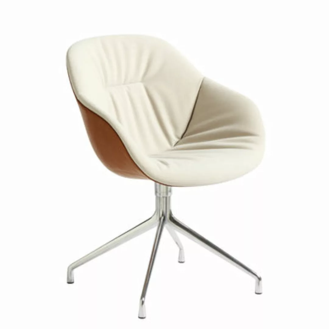 Drehsessel About a chair AAC121 Soft Duo leder textil braun beige / Hohe Rü günstig online kaufen