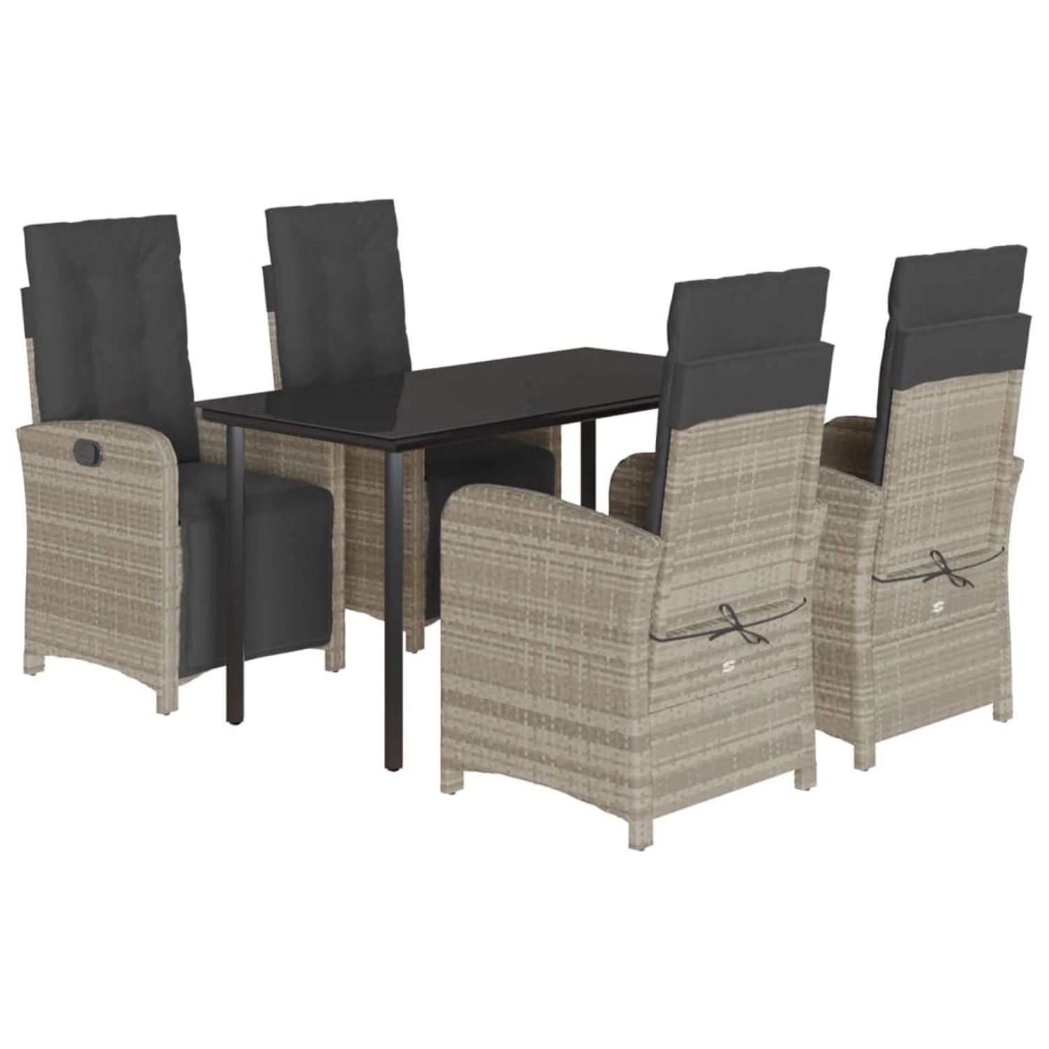vidaXL 5-Tlg Garten-Essgruppe mit Kissen Hellgrau Poly Rattan 3212607 günstig online kaufen