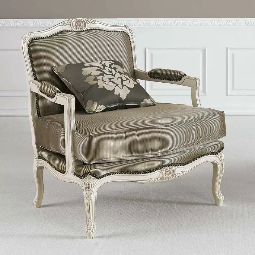 Eleganter Wohnzimmer Sessel in italienischem Design Taupe und Weiß günstig online kaufen