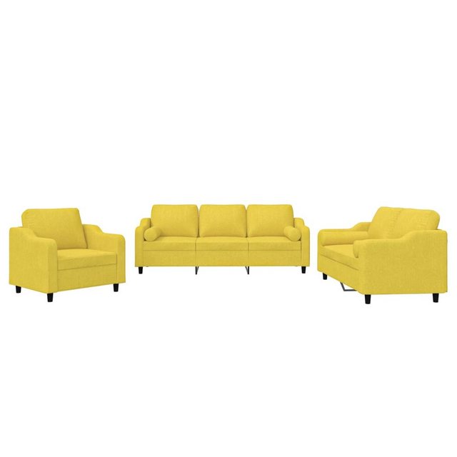 vidaXL Sofa Sofagarnitur Set mit Kissen Stoff, 3-tlg., Gelb günstig online kaufen