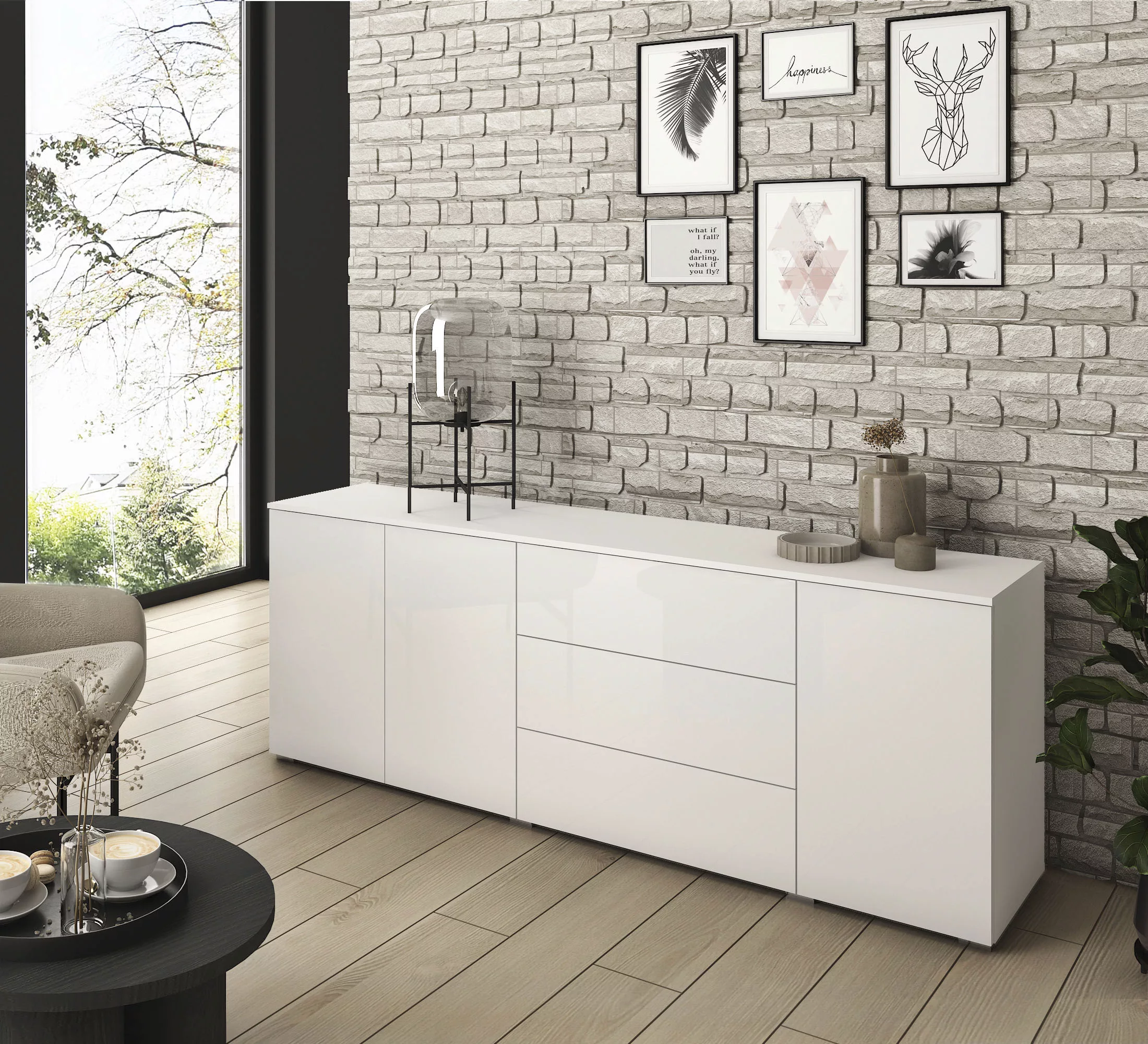 INOSIGN Sideboard "PARIS", (1 St.), Moderne 190cm breite grifflose Kommode, günstig online kaufen