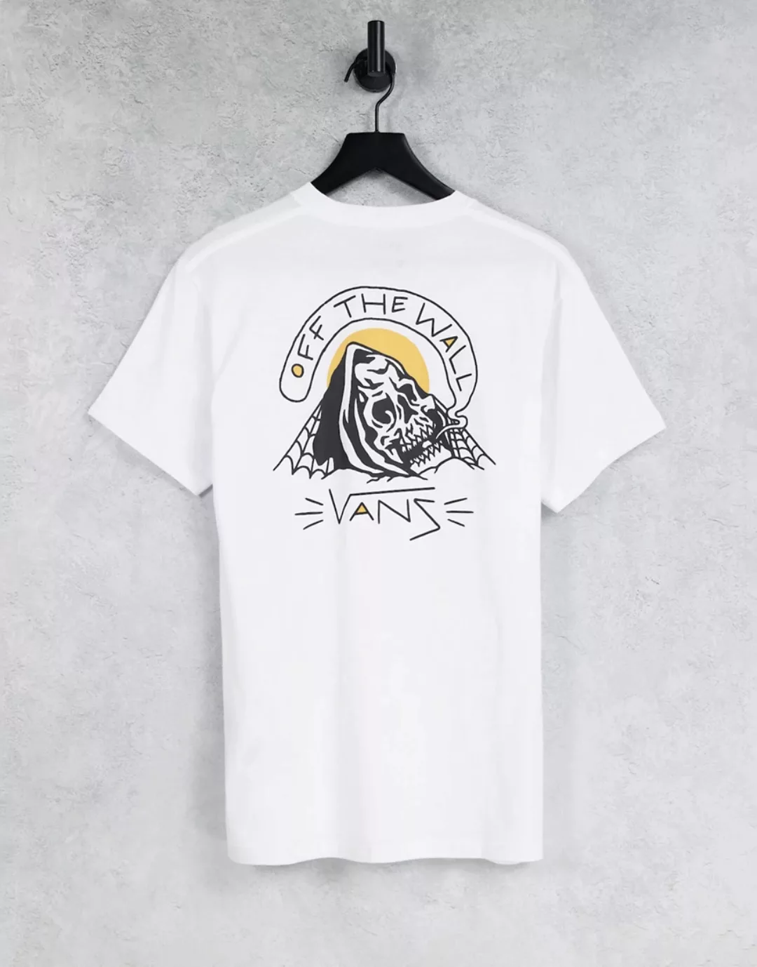 Vans – Sketchy Web – T-Shirt mit Rückenprint in Weiß günstig online kaufen