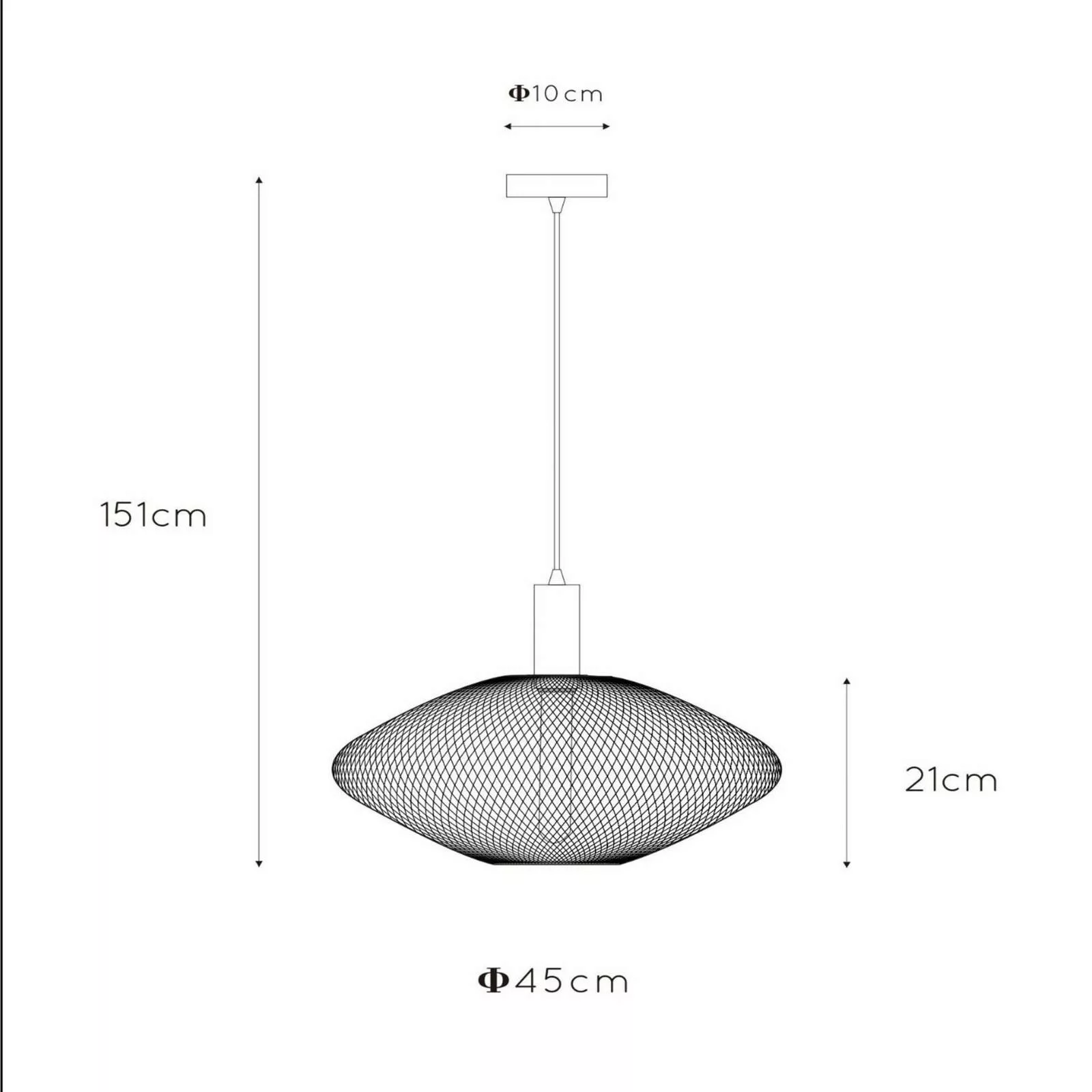 Hängeleuchte Mesh, trapezförmig, Ø 45 cm, schwarz günstig online kaufen