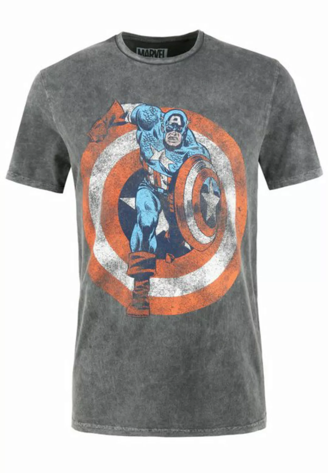 Recovered T-Shirt Marvel Captain America Shield GOTS zertifizierte Bio-Baum günstig online kaufen