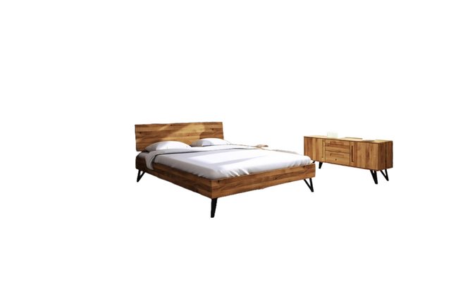 Natur24 Einzelbett Bett Rolo 2 Sonderlänge 140x190 Wildeiche Holzkopfteil u günstig online kaufen