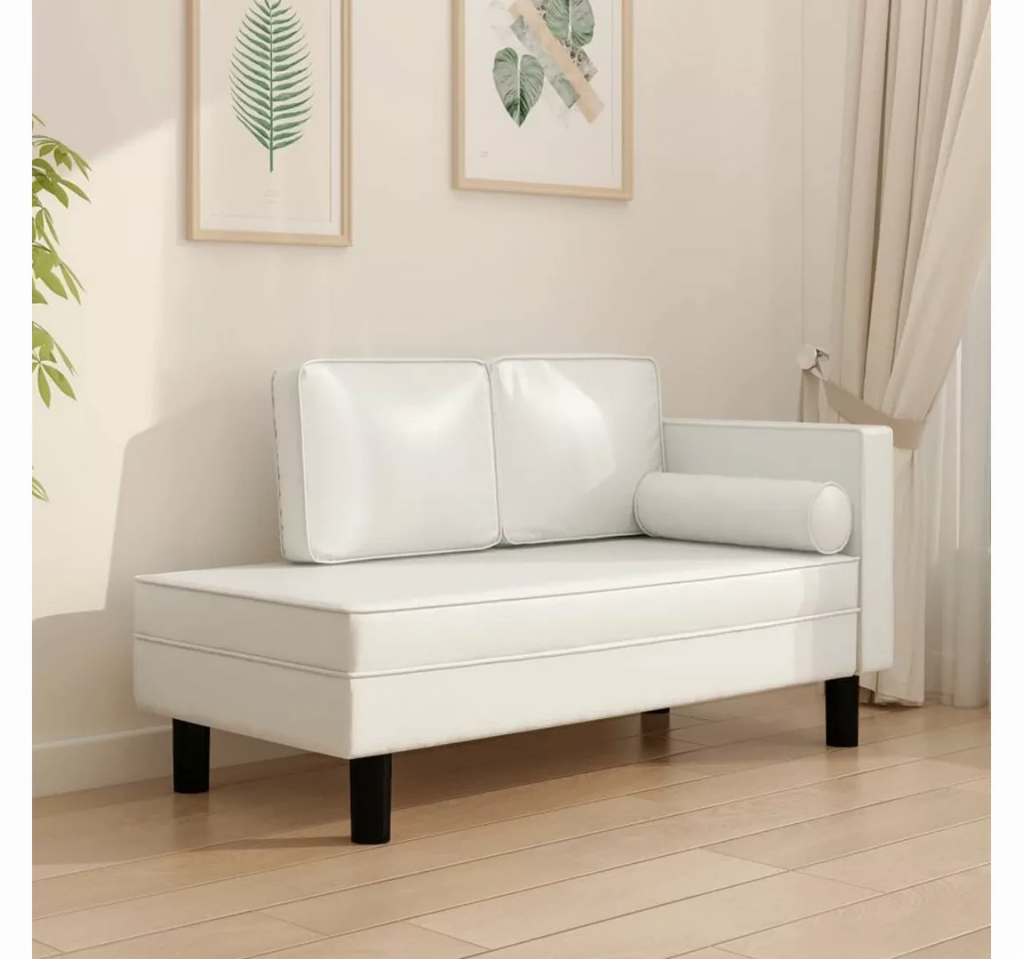 vidaXL Sofa Ottomane Liegesofa Recamiere Sofa Couch 2-Sitzer Creme Kunstled günstig online kaufen